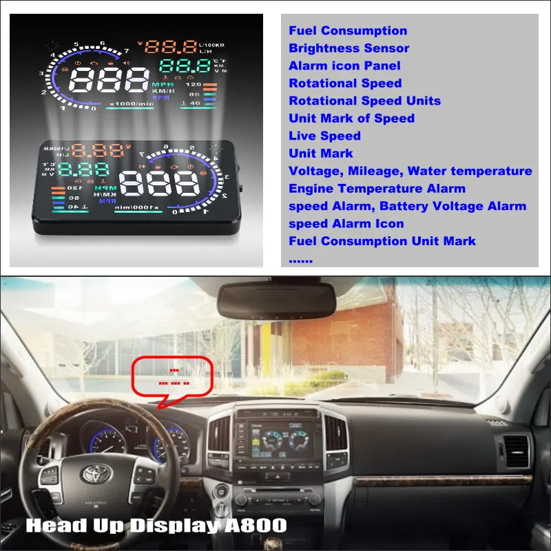 

For Toyota Land Cruiser LC 100 200 V8 - Car HUD Head Up Display - Safe Driving Screen Projector Refkecting Windshield