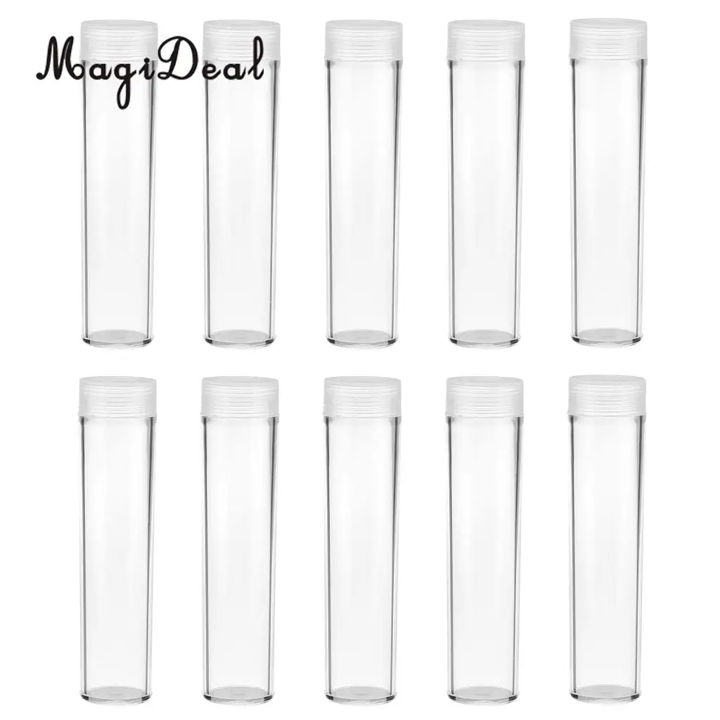 10Pcs 20.5mm Protective Tube Holder Clear Round Cases Coin Storage Boxes