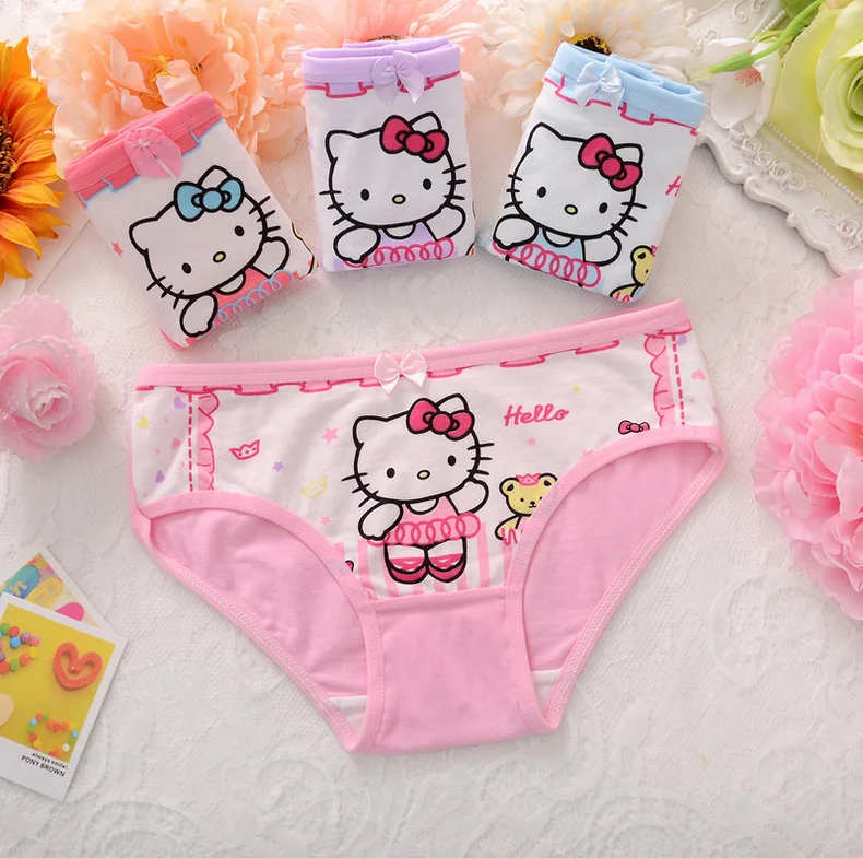 4pcs/set children's briefs bow knot cartoon cat cotton Baby girl
