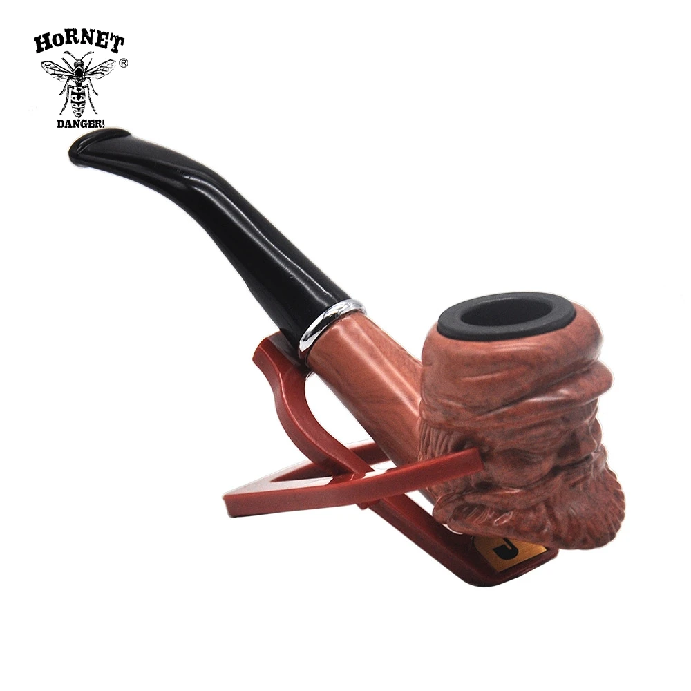 Hornet Collectible Resin Tobacco Pipe Metal Bowl Wood Smoking