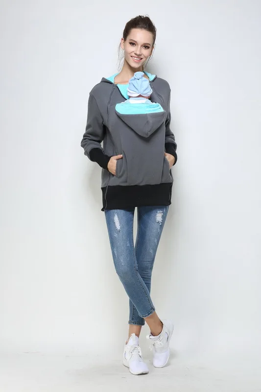 

Autumn and winter clothing and two in one multifunctional mother kangaroo pouch sweater sweater