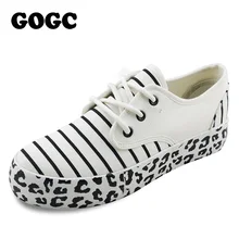 GOGC Women Shoes Footwear Cotton Canvas Shoes for Women Women Footwear Ladies Striped Leopard Flat Platform