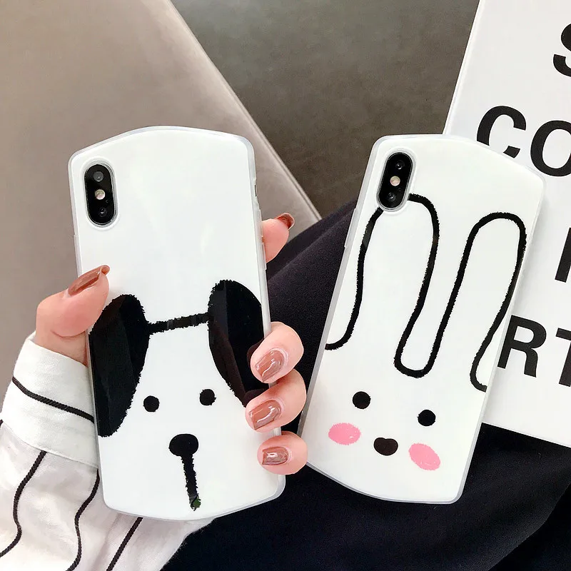 

For iPhone 6 6S 7 8 Plus X XR XS MAX Phone Case cartoon Cute dog rabbit Soft IMD fashion Silicone Case For iPhone 7 case
