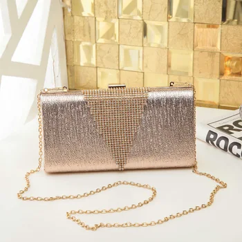 

Promotion of 2017 new Korean version of American fashion trend diamond-encrusted banquet bag chain chain girls' banquet bag