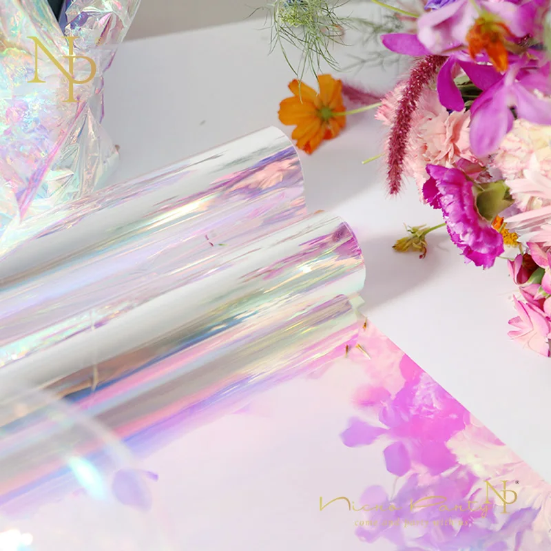 

Nicro Flower Bouquet Wrapping Iridescent Cellophane Rainbow Film 20 inch x 10 Yard Christmas Birthday Wedding Decoration #Oth18