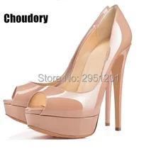 Brand New Shoes Women Pumps Fashion Open Toe High Heels Platform Shoes Patent Leather Pumps Women Wedding Shoes heels woman
