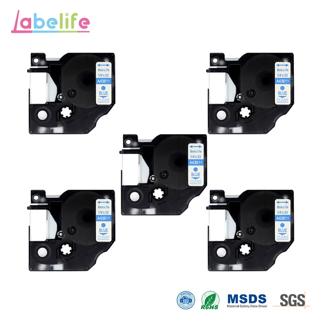 Best Offers Labelife 5 Pack 43611 Blue on Clear 6mm Label Makers Tape Compatible for DYMO D1 LabelManager LabelPoint Label Printers Best Offers Labelife 5 Pack 43611 Blue on Clear 6mm Label Makers Tape Compatible for DYMO D1 LabelManager LabelPoint Label Printers