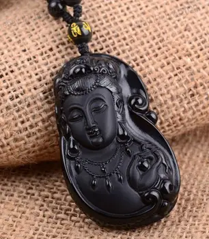

Natural A Carved Kwan-Yin Lucky Amulet Pendants + free Beads Necklace