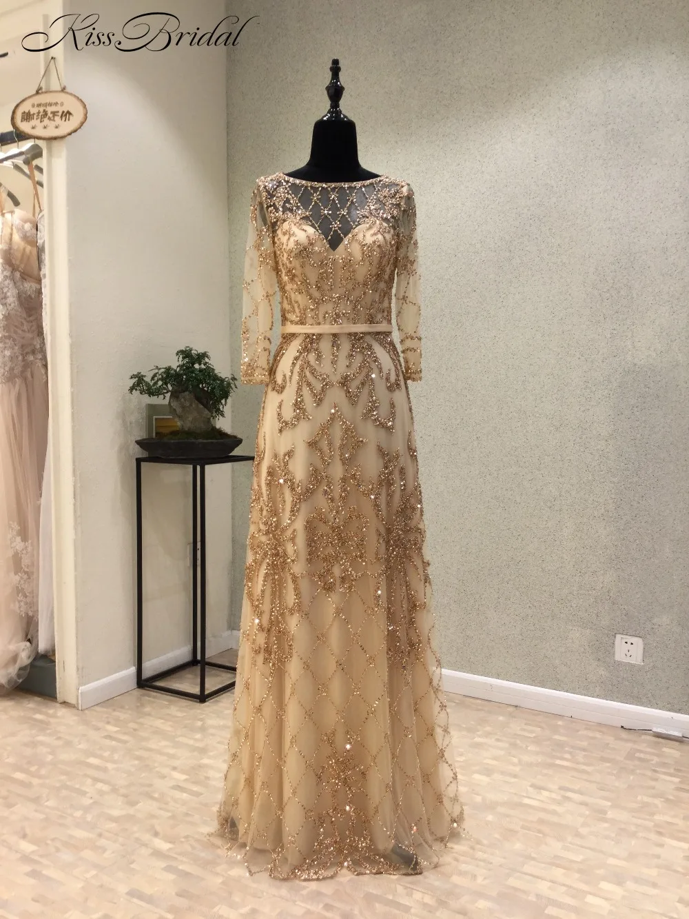 Новое Элегантное Длинное Вечернее Платье 2018 с длинными рукавами длиной до пола