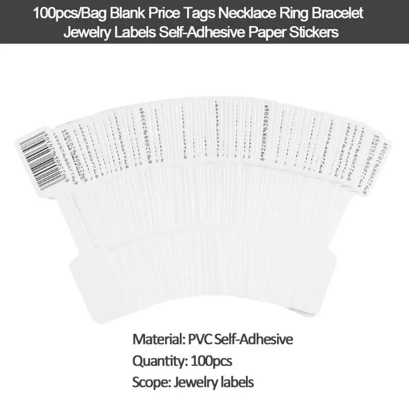 100pcs PVC Self Adhesive Blank Price Tags Necklace Ring Bracelet