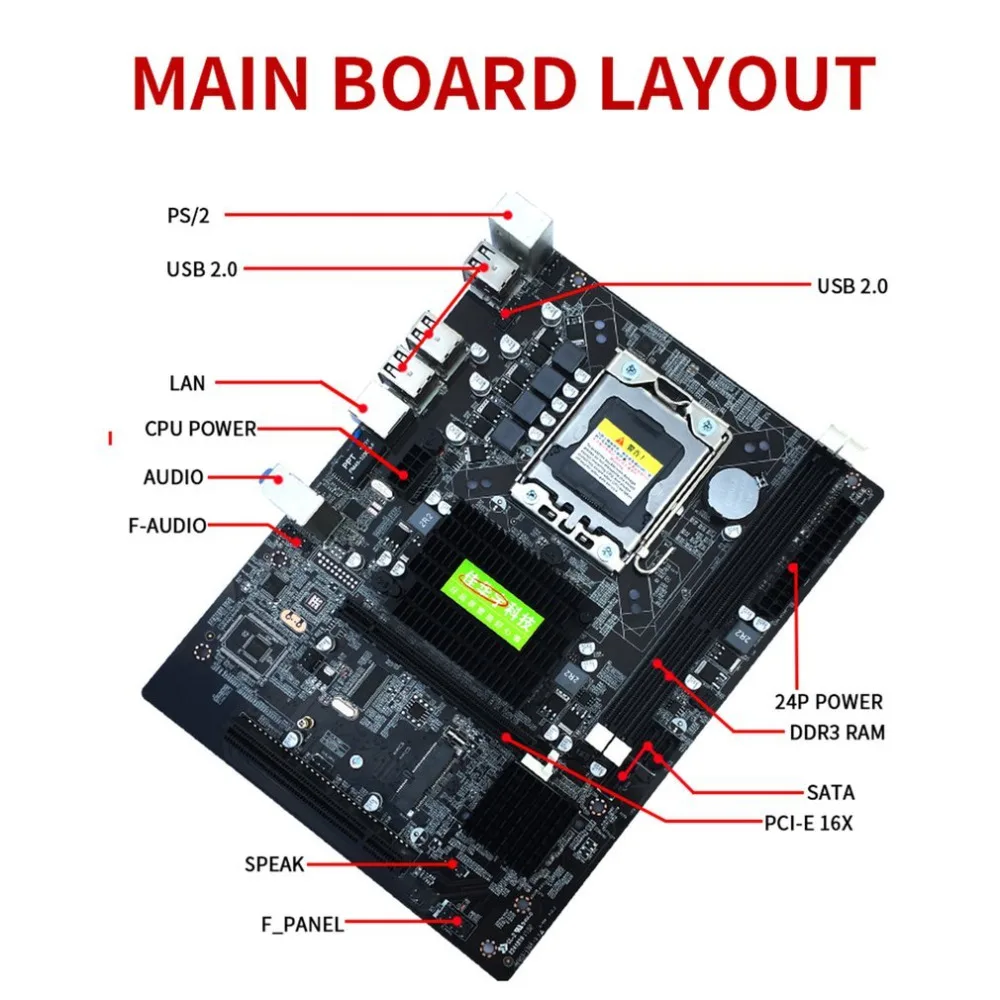 X58 Настольный ПК материнская плата LGA 1366 E5645 6 ядер 12 потоков ЦП+ 8 Гб памяти+ бесшумный вентилятор основная плата компьютера DDR3 ram