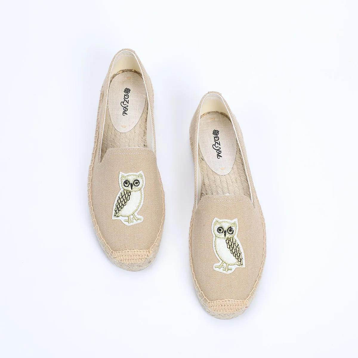 

DZYM Cute Owl Canvas Espadrilles Totoro with Wreath Women Fisherman Shoes Grass Flax Linen Flats Harajuku Shoes Fashion Creepers