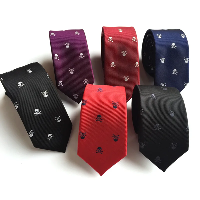 

Skull Neck Tie for Men 6 Colors Halloween Party Slim Ties 6cm 1200 Needle Narrow Version of The Skull Tie Ghost Festival Tie