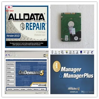 

alldata and mitchell software v10.53 576gb + mitchell on demand + mitchell manger 3in1 car diagnostic software 750gb hdd