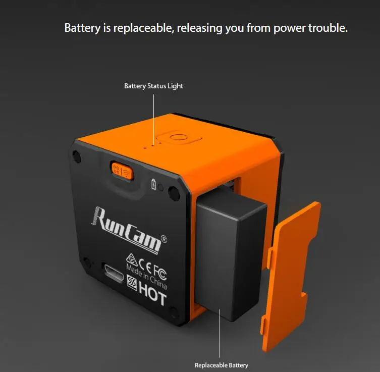 

Runcam 3 NTSC / PAL Switchable design for racing FPV with WIFI connection and Replaceable Battery Runcam3