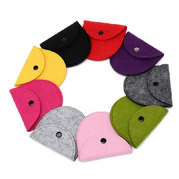 

100PCS / LOT Coin Bag Unsex Buckle Coin Purse Pure Colors Mini Coin Wallet Women Men Felt Small Cute Pouch Wholesale