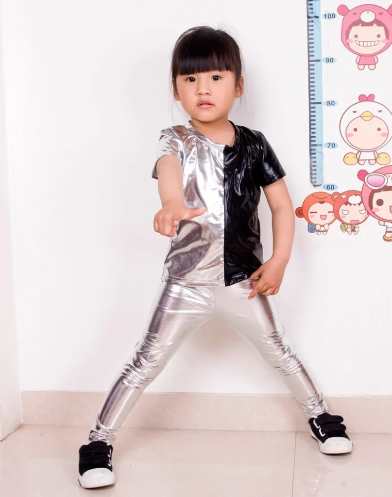 Модные детские Серебристые шаровары для танцев в стиле хип-хоп; детская одежда; спортивные штаны; костюмы для выступлений; детские спортивные обтягивающие брюки
