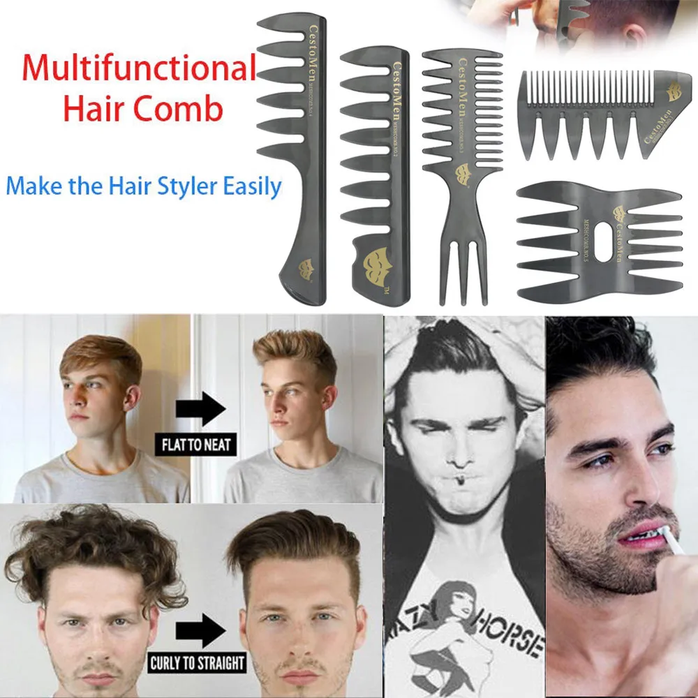 

5PCS Set Comb For Men Hair Styler Plastic Heat-resistant Large Comb For Hair Styling Tool Show Wide Tooth 27