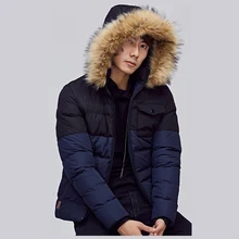 Новая зимняя куртка мужская теплая хлопковая стеганая куртка Мужские s повседневные куртки с капюшоном красивый цвет желтый Thicking Parka тонкие пальто