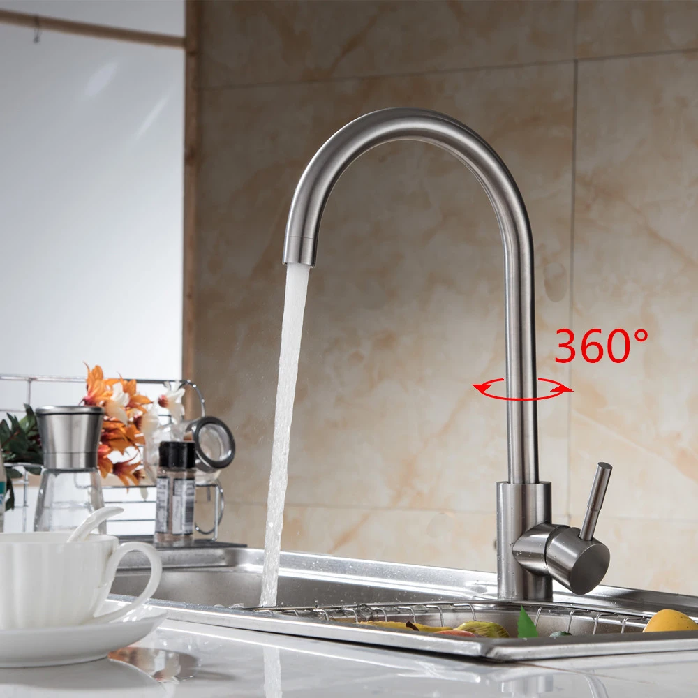 14Kitchen Faucet Stainless Steel Brushed Process Swivel Basin Hot and cold Faucet 360 Degree Rotation Stainless Steel Tap Torneira19