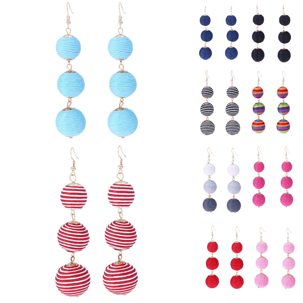

Fashion Ball Earrings Striped Tassel Earrings Fashion Simple Earring Retro Round Ladies Temperament Jewelry Holiday Gifts 5.16
