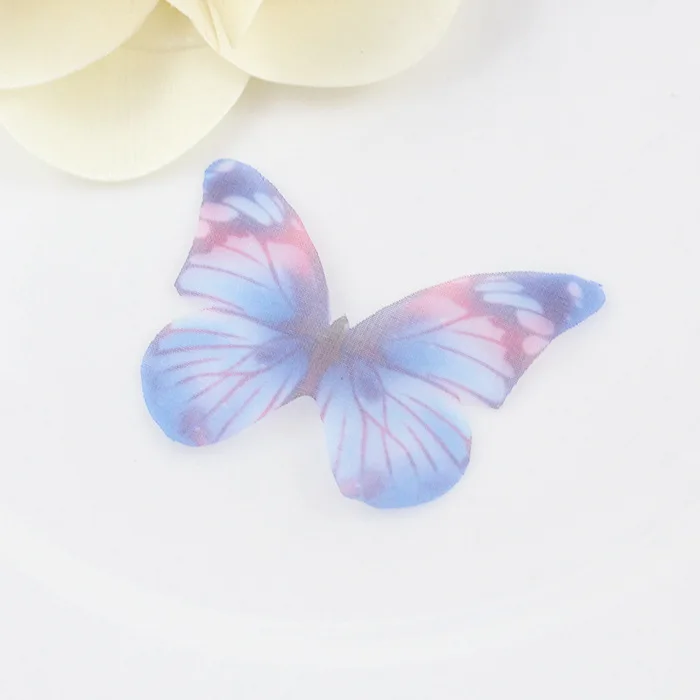 20PC Mini Chiffon Tulle Butterfly Decorative Accessories Adult Making Diy Earring Necklace Arts Crafts Garment Sewing Material - Цвет: 8 Blue color