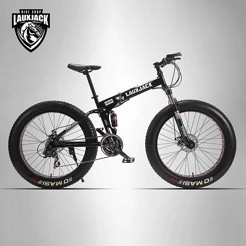 Goede LAUXJACK Mijnbouw twee laags fiets staal vouwen frame 24 speed Shimano mechanische disc wiel schijfremmen 26 \