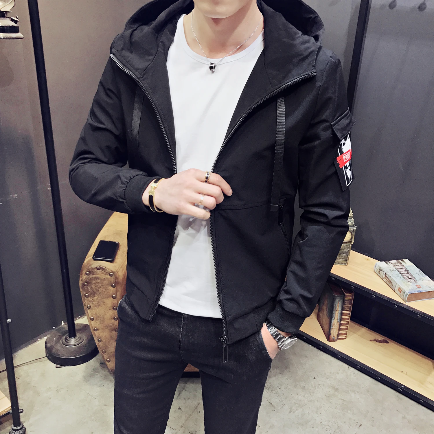 2017 Hong Kong men embroidery jacket Japanese port of wind model English jacket male 313 1805 b