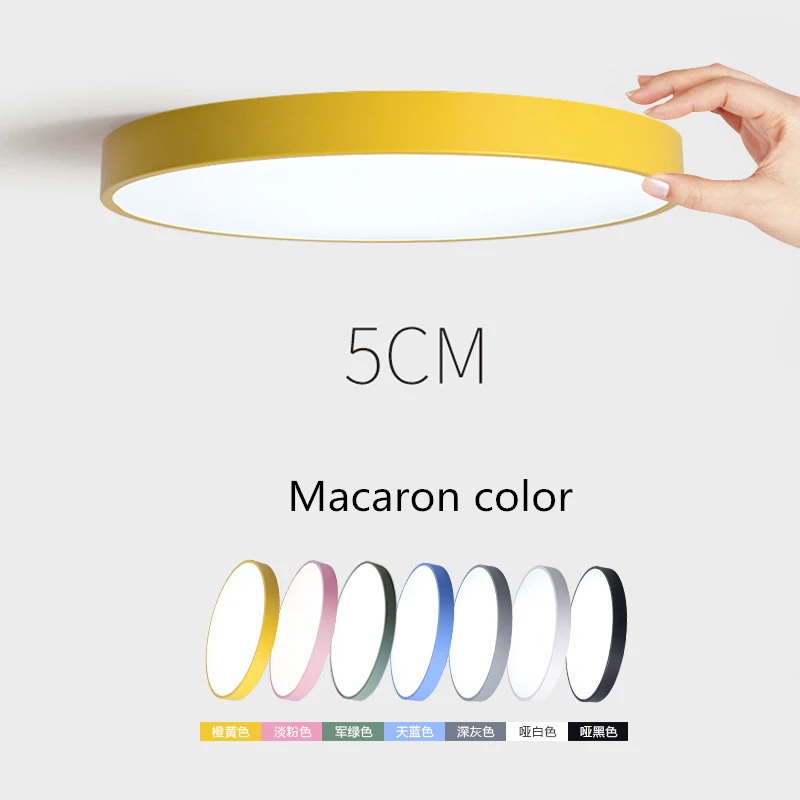 Günstige Kreative Ultra dünne 5cm macaron Led deckenleuchte Moderne Runde Fernbedienung Decke Lampe für Schlafzimmer Küche Foyer restaurant