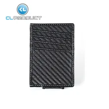 100% Real Carbon Fiber&Leather Credit Card Holder clip Wallet with White