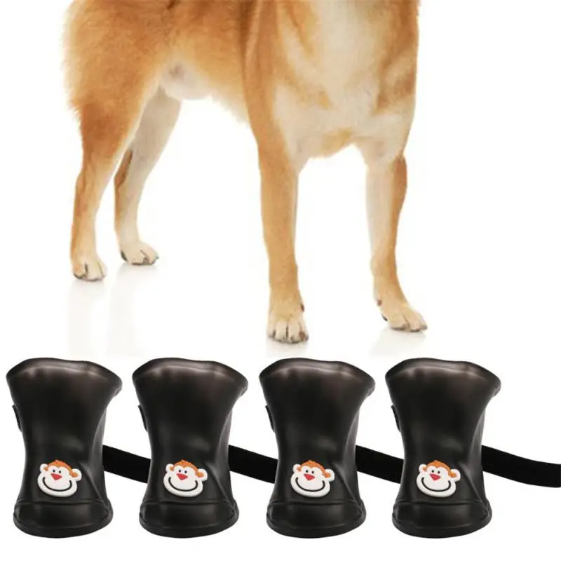 4x Симпатичные 7 цветов обувь для домашних животных для собак щенков силиконовые водонепроницаемые сапоги Защитная резиновая обувь для дождя яркие цвета товары для домашних животных 4 шт