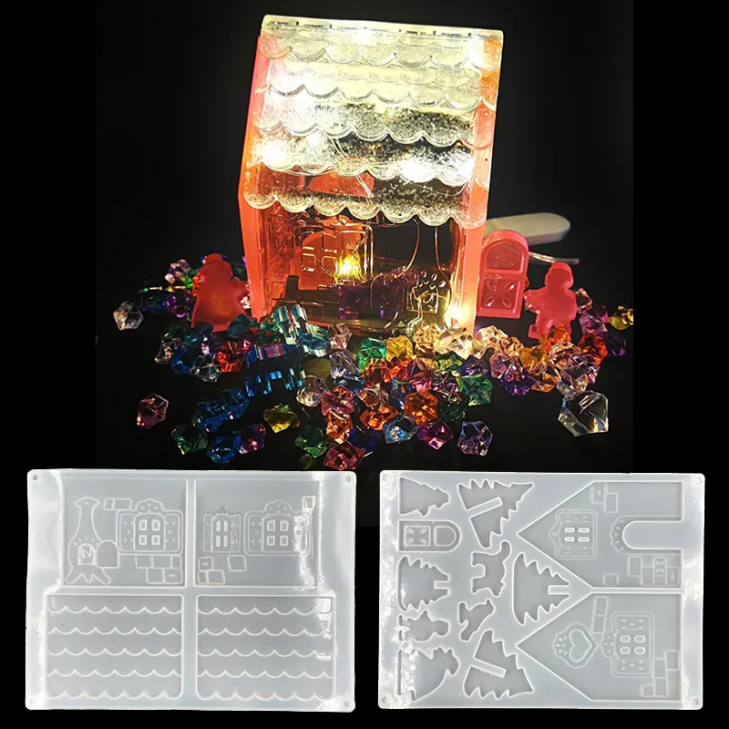 Новый самодельный Силиконовые Рождественский домик форма Замок эпоксидная