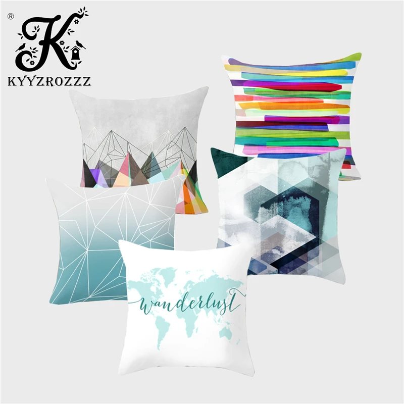 

Simple Geometry Cushion Cover Marble Polyester Printed Velvet Sofa Car Home Decoration Pillowcase Frida45*45almofada