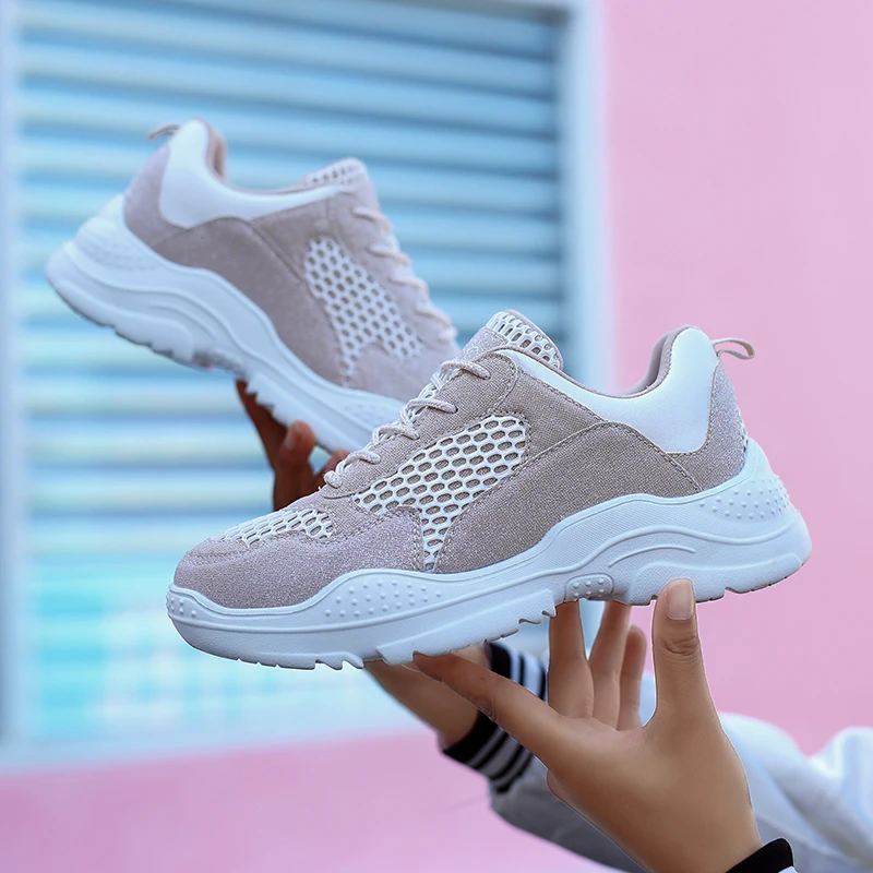 2018 Женская Светоотражающая обувь zapatillas mujer шикарная на толстой платформе женские