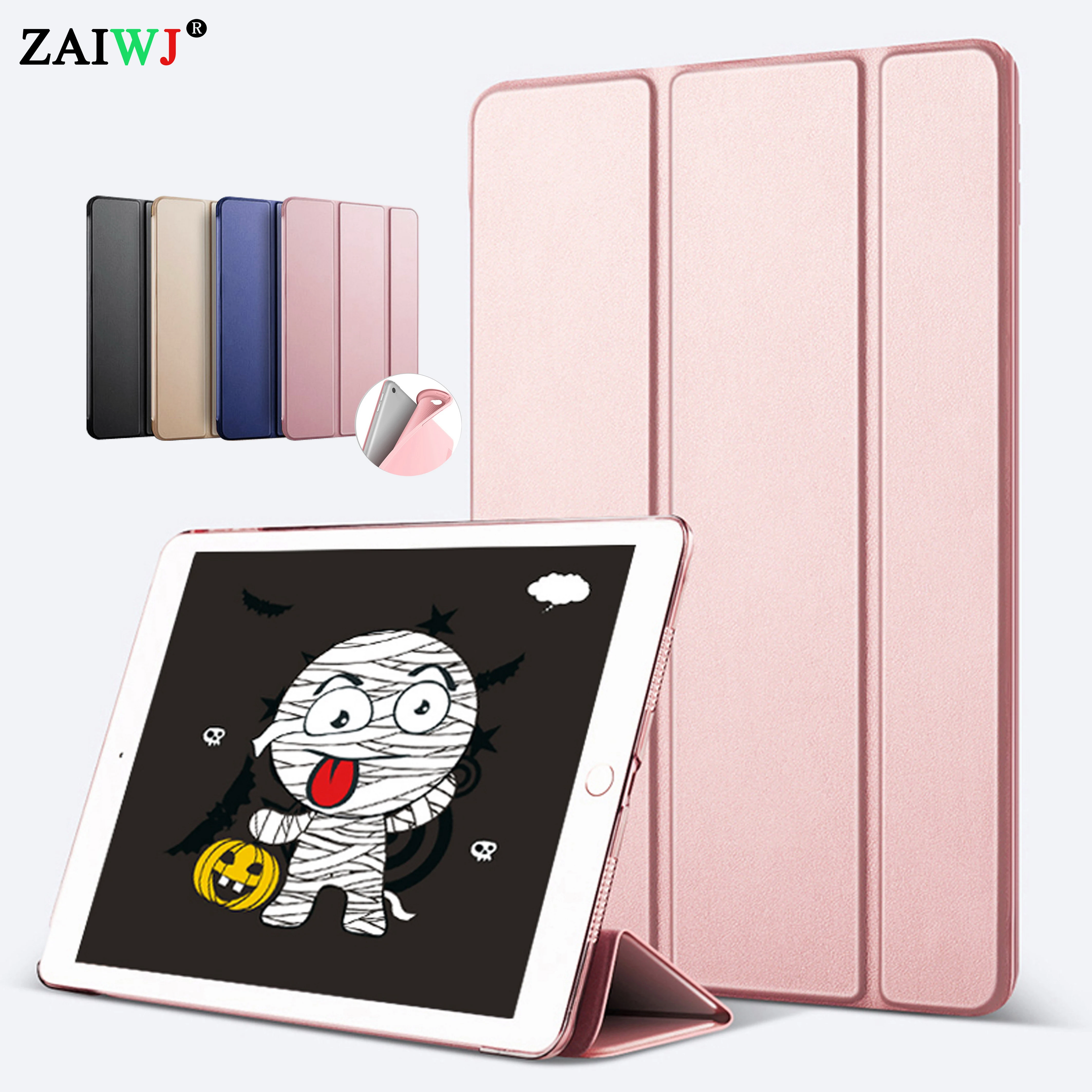 Чехол для apple iPad Air 1 2013 выпуска ZAIWJ с мягкой силиконовой подошвой+ умный чехол из искусственной кожи для сна A1474 A1475 A1476