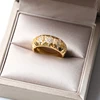 Bague de mariage de luxe, oeil de cheval rond en Zircon plaqué or jaune, anneau séparé européen et américain ► Photo 1/6
