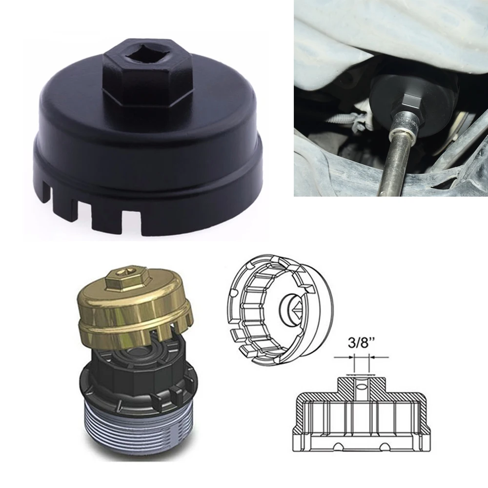 Chuang Qian 64,5 мм 14 флейт Черный Масляный фильтр инструмент для жилья Алюминиевый ключ для снятия крышки для Toyota Corolla/Camry/Prius/Auirs