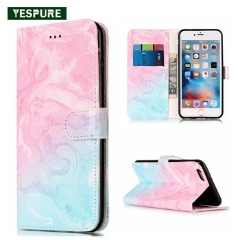 

YESPURE PU Marble Phone Case for Iphone 7plus Case Luxury Flip Case Leather Funda Card Holder Wallet Phone Bag Antigravity