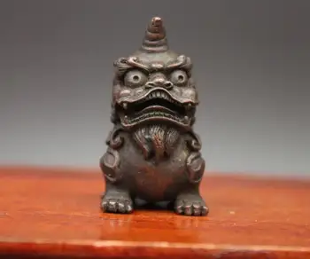 

Chinese 100% red copper Fengshui Animal Foo Dog lion Kylin Dragon unicorn Statue kids toys small statue Decoration Home Gift