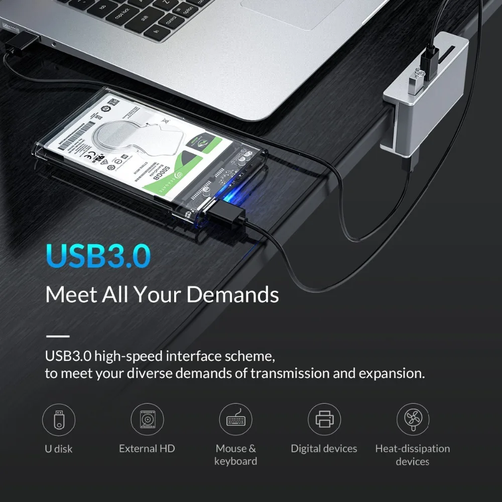 ORICO 4 порта USB разветвитель USB3.0 концентратор с USB портом питания зажим-Тип алюминиевый 5 Гбит/с для чтения карт ПК компьютер ноутбук