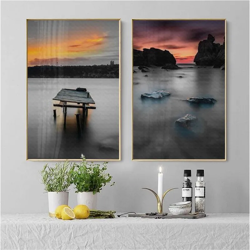 AtFipan 3 Panel Unframed Sea Scenery Canvas Painting Prints Wall Pictures For Living Room Art Posters And | Дом и сад