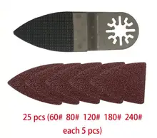 FREE SHIPPING 25pcs Sanding paper+Finger sanding pad fits for multifunction oscillating power tool asFein Dremel TCH