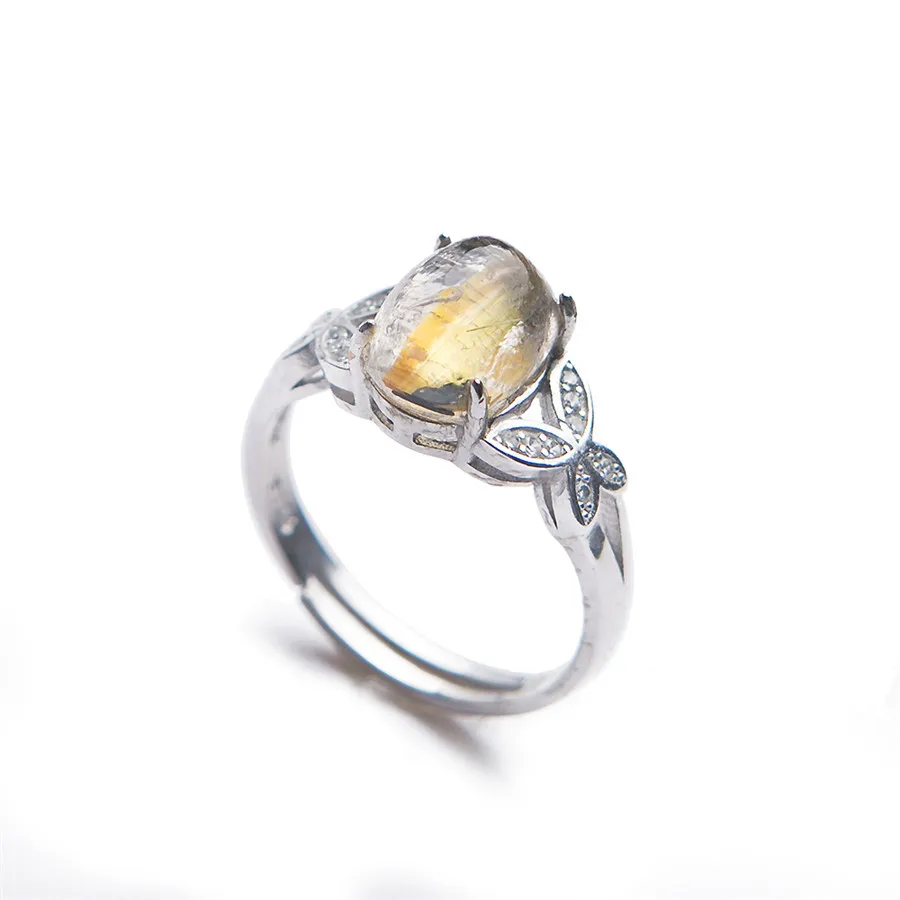Genuine Natural Titanium Rutilated Quartz Fashion Silver Women Man Jewelry Ring 9*7mm | Украшения и аксессуары