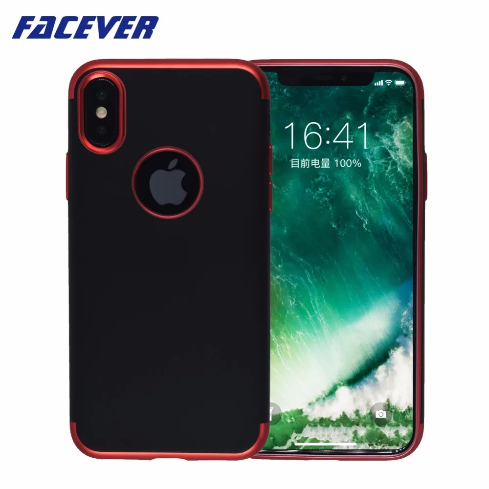 

Facever Metallic Chrome Phone Case For iPhone X 10 5.8 inch Matte Chrome Bumper Soft Silicone Anti-fingerprint Protective Cover