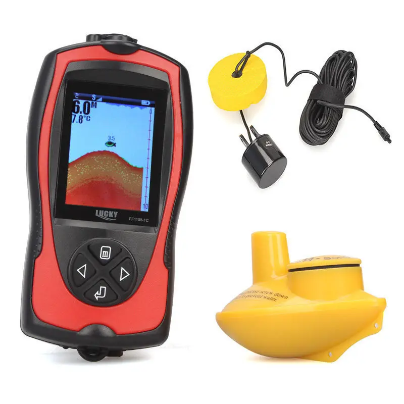 Free Shipping!Lucky FF1108-1C Portable 2-in-1 Wireless&Wired Sonar Transducer ICE/Ocean/Boat Fish finder Alarm