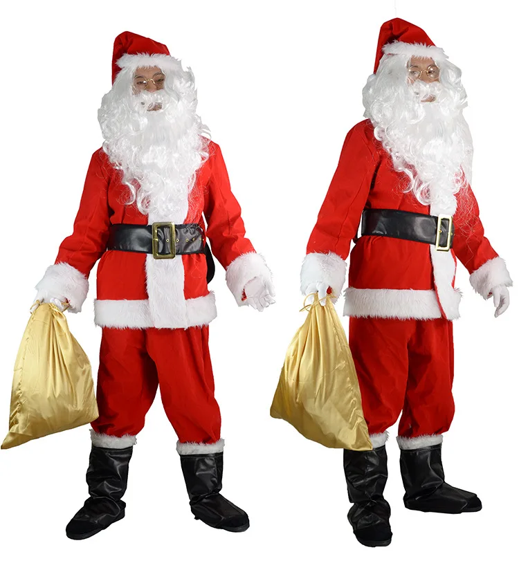 Горячее предложение! Распродажа! 10 шт Рождественский костюм Санта-Клауса взрослый костюм Санта-Клауса Хэллоуин косплей фантазии ткань Рождество Косплей Реквизит мужской Рождественский набор