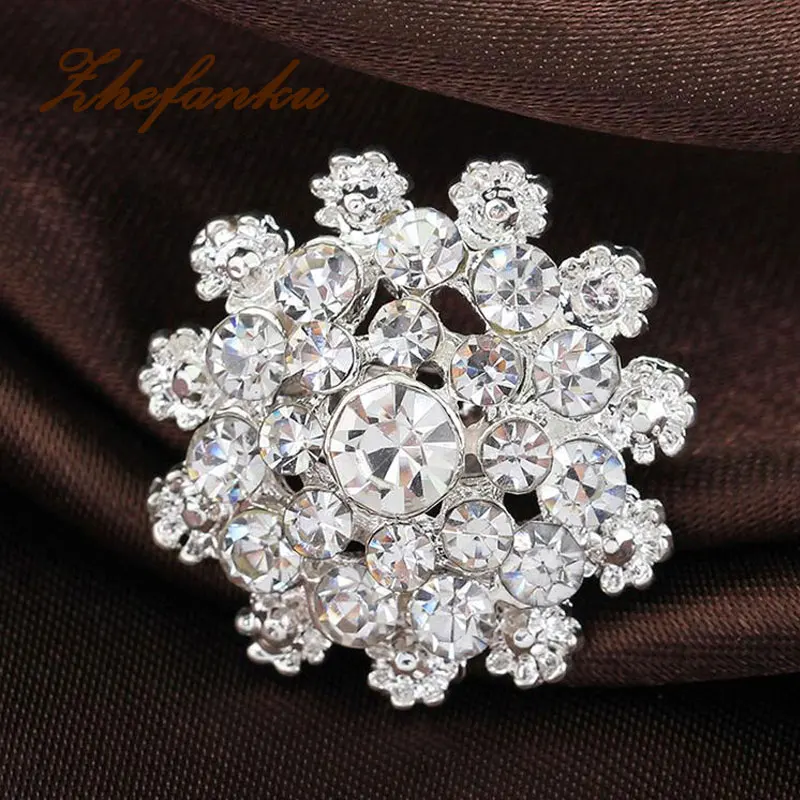 

Fashion Bridal Bouquet Fine Jewelry Flower Brooch Pin Silver Rhinestone Crystal Brooches For Women Wedding YBRH-0212