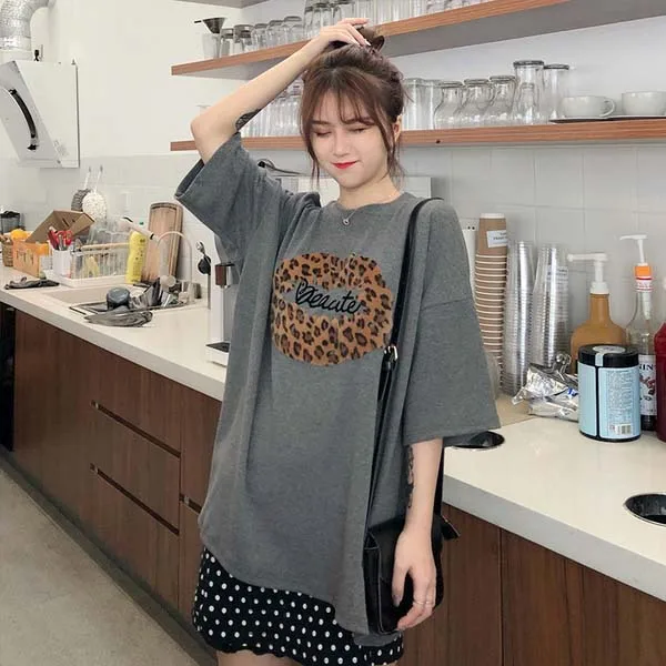 Harajuku футболки женская летняя одежда шикарная Ulzzang трендовая полосатая большая футболка с коротким рукавом Свободная Студенческая футболка - Цвет: Xian 442 hui