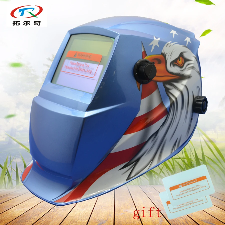 eagle blue color welding helmet automatic darken lens filter helmet auto darkening welder mask
