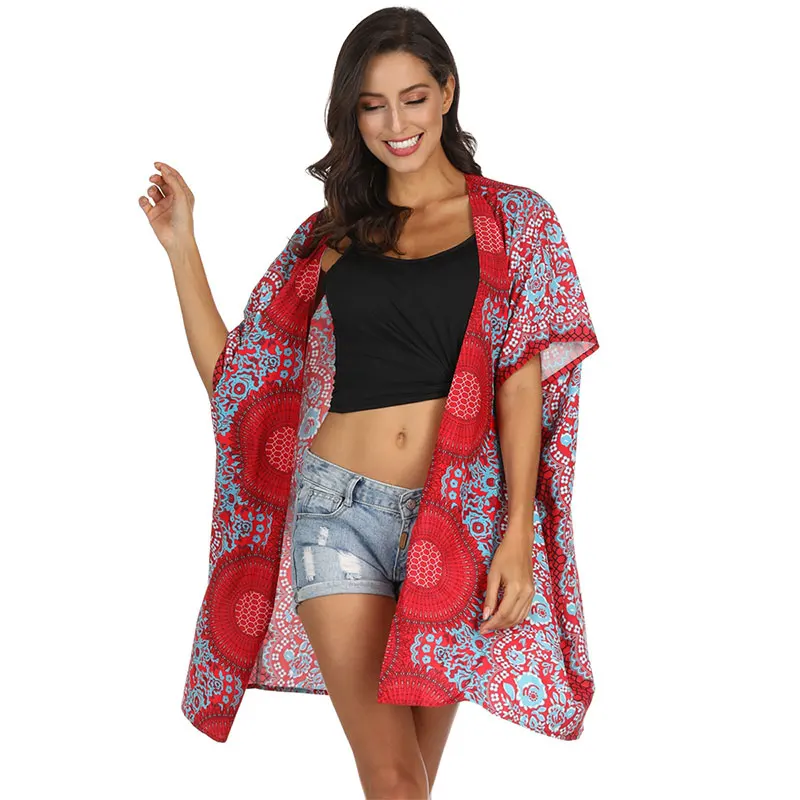 

ZAFILLE Robe De Plage Swimwear Women 2019 New Printed Beach Cover Up Women Tunic Summer Beachwear Ethnic-style Pareo Beach Cape